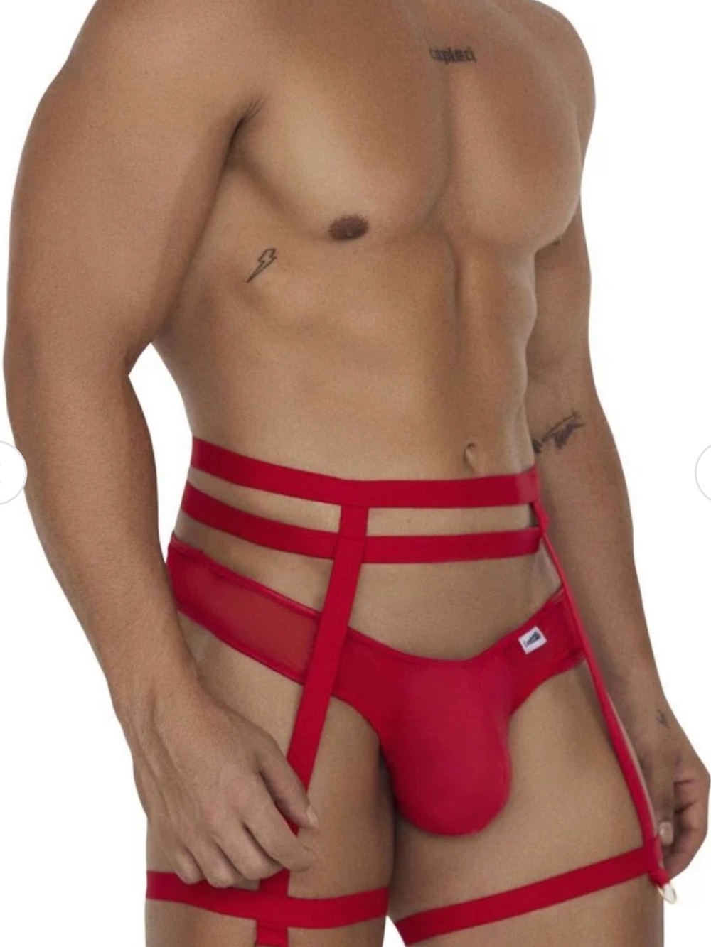 S/M | L/XL CandyMan Red Garter Thongs Two Piece Set 99677